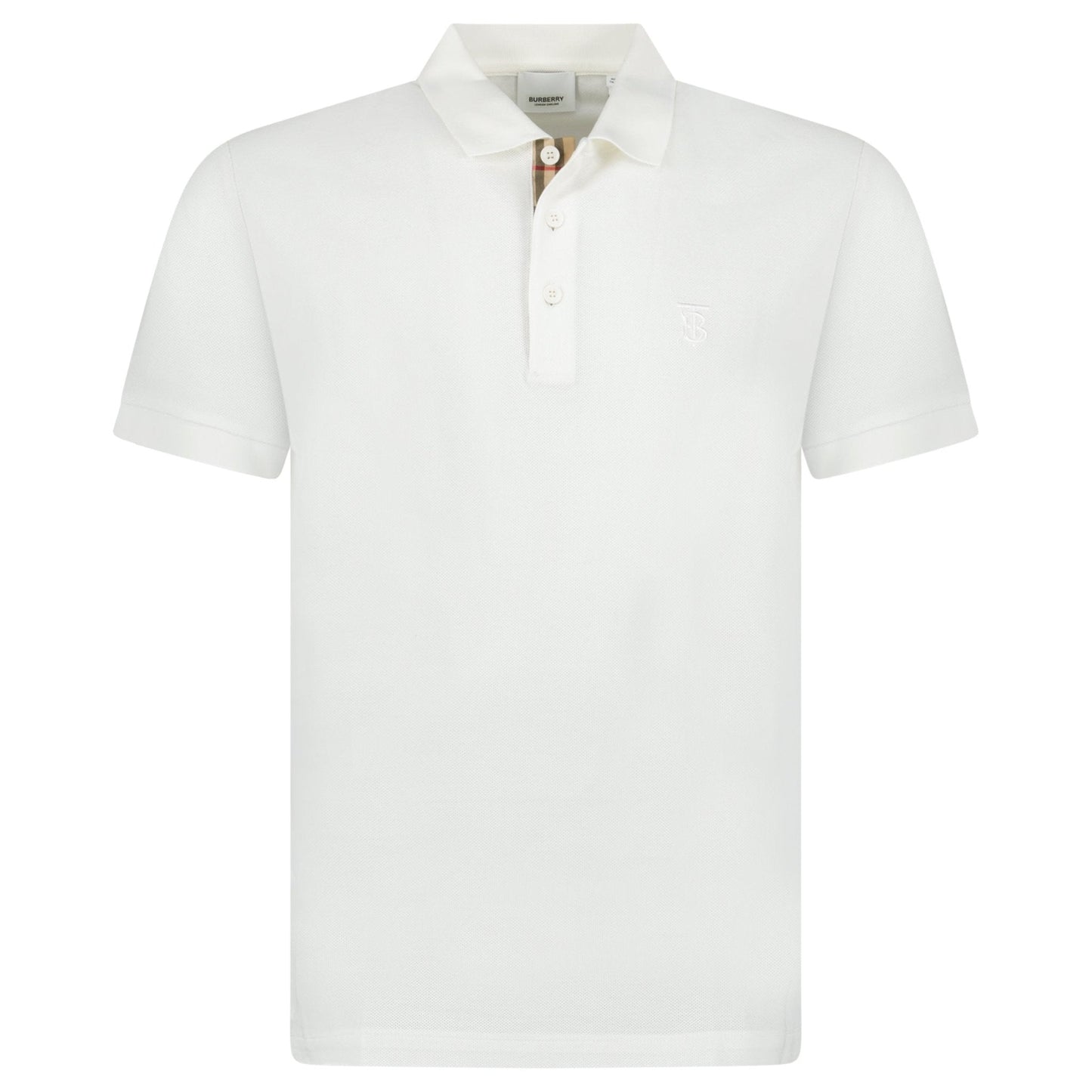Burberry 'Eddie' TB Check Placket Polo-Shirt White