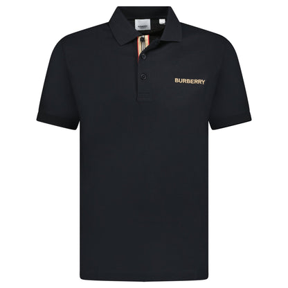 Burberry 'Hartford' Embroidery Logo Check Polo Black