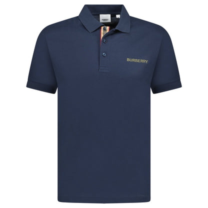 Burberry 'Hartford' Embroidery Logo Signature Stripe Polo Navy