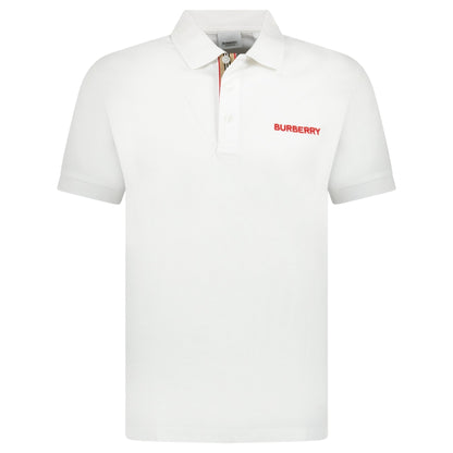 Burberry 'Hartford' Embroidery Logo Check Polo White