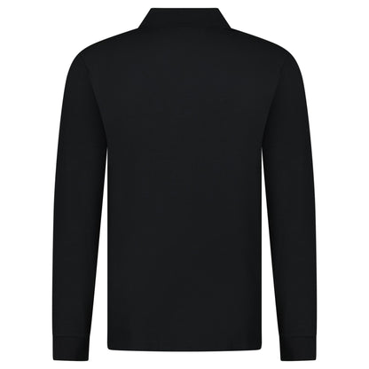 Burberry 'Hartford' Long Sleeved Check Placket Polo-Shirt Black