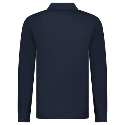 Burberry 'Hartford' Long Sleeved Check Placket Polo-Shirt Navy