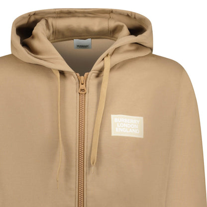 Burberry 'Hove' Logo Hoodie Zip Sweatshirt Camel Beige