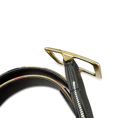 Burberry Leather/ Canvas Reversible House Check Belt Black