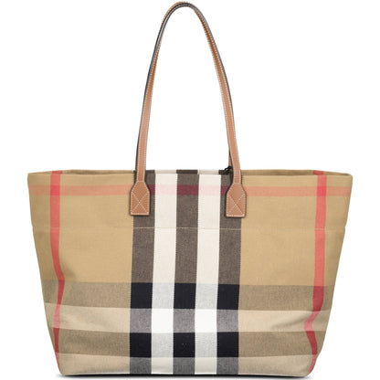 Burberry 'London' Canvas Tote Bag Taupe Brown