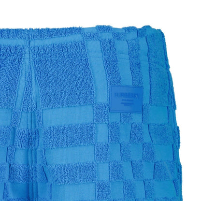 Burberry 'Morden' Check Knit Cotton Terry Shorts Blue