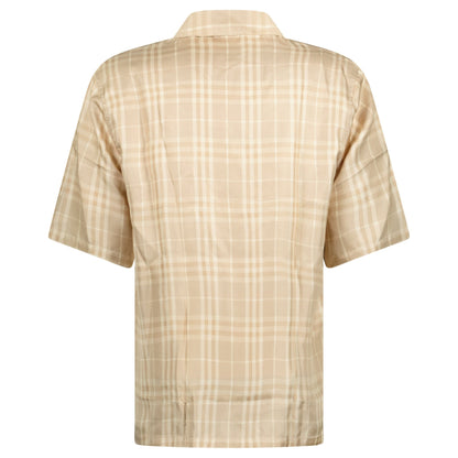 Burberry 'Prestonwood' Silk Button Up Check Shirt Beige