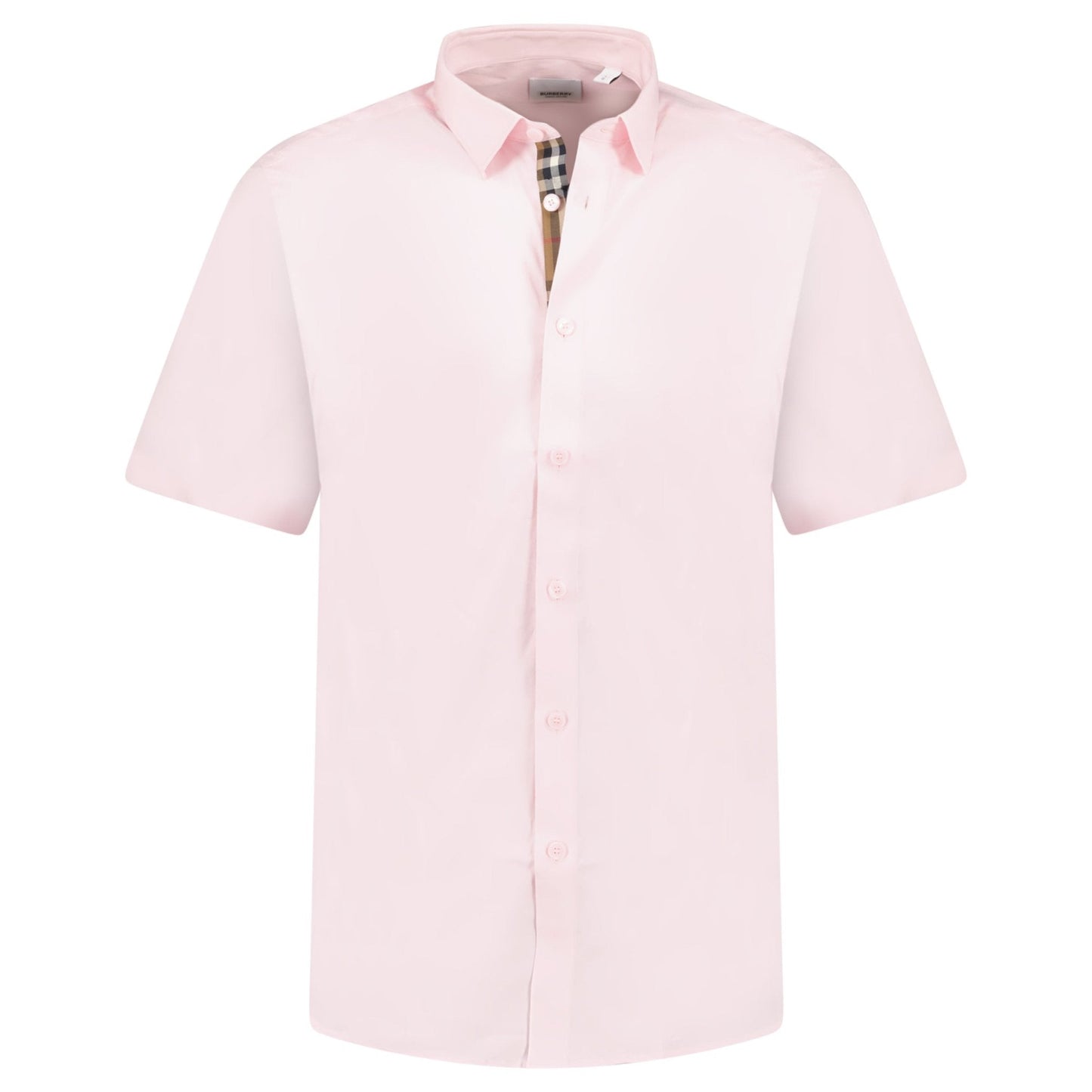 Burberry 'Shefford' Check Placket Short Sleeve Shirt in Pale Pink