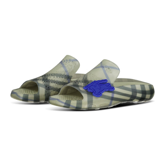 Burberry Stingray Checked Equestrian Knight Motif Sliders