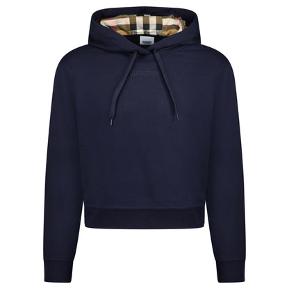 Burberry 'Talley' Embroidery Logo Check Hooded Sweatshirt Navy