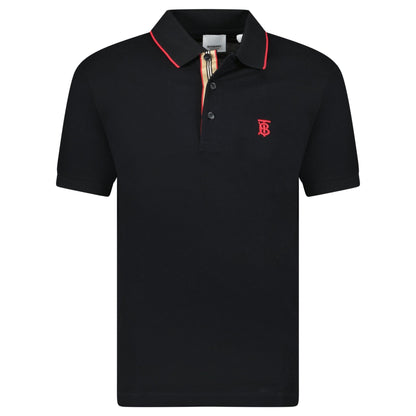 Burberry 'Walton' Red TB Signature Placket Polo-Shirt Black
