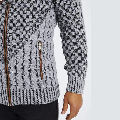 Men's Winter Sweater Casual Long Sleeve Knitted Sweater Turtleneck Zipper Cardigan Sweaters High Collar Knitwears Men's Coat 3XL