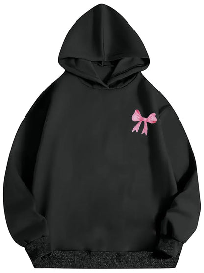 Bow Print Long Sleeve Hoodie