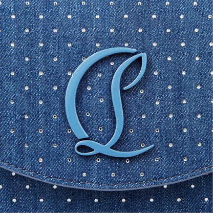 Christian Louboutin Denim Rhinestone Clutch in Cobalt Blue