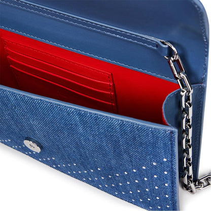 Christian Louboutin Denim Rhinestone Clutch in Cobalt Blue