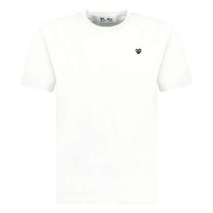 Comme Des Garcons Play Small Black Stitch Heart T-Shirt White