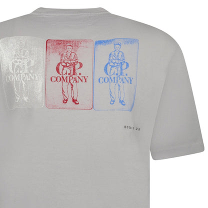 CP Company 24/1 Jersey Artisanal Three Cards T-Shirt in Grey