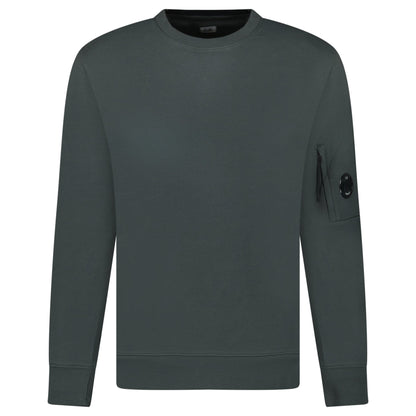 CP Company Diagonal Raised Fleece Crewneck Lens Sweatshirt Dark Shadow Grey