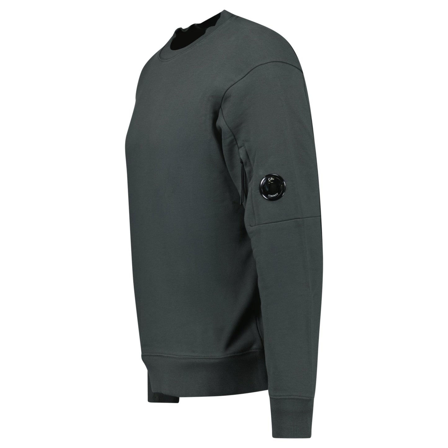 CP Company Diagonal Raised Fleece Crewneck Lens Sweatshirt Dark Shadow Grey