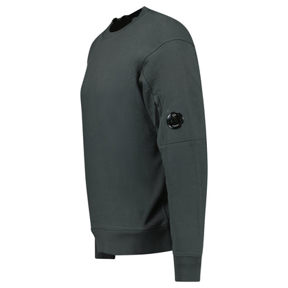 CP Company Diagonal Raised Fleece Crewneck Lens Sweatshirt Dark Shadow Grey