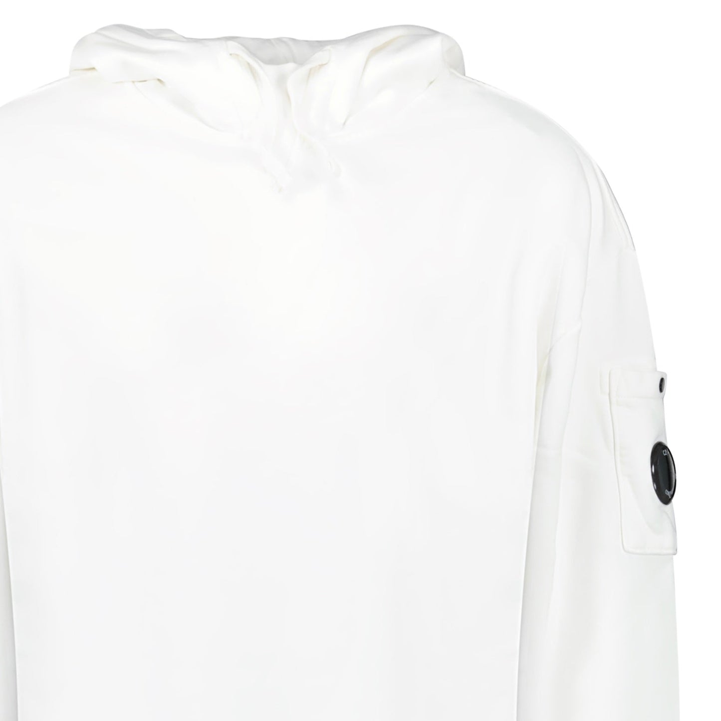 CP Company Diagonal Raised Fleece Lens Hooded Sweatshirt in White