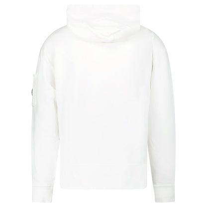CP Company Diagonal Raised Fleece Lens Hooded Sweatshirt in White
