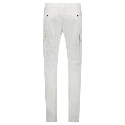 CP Company Gauze White Ergonomic Stretch Sateen Cargo Lens Pants