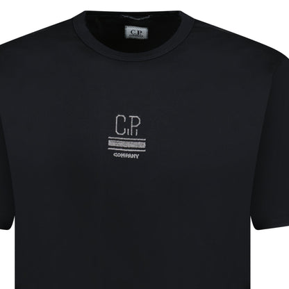 CP Company Mercerized 30/2 Jersey Twisted Small Logo T-Shirt Black
