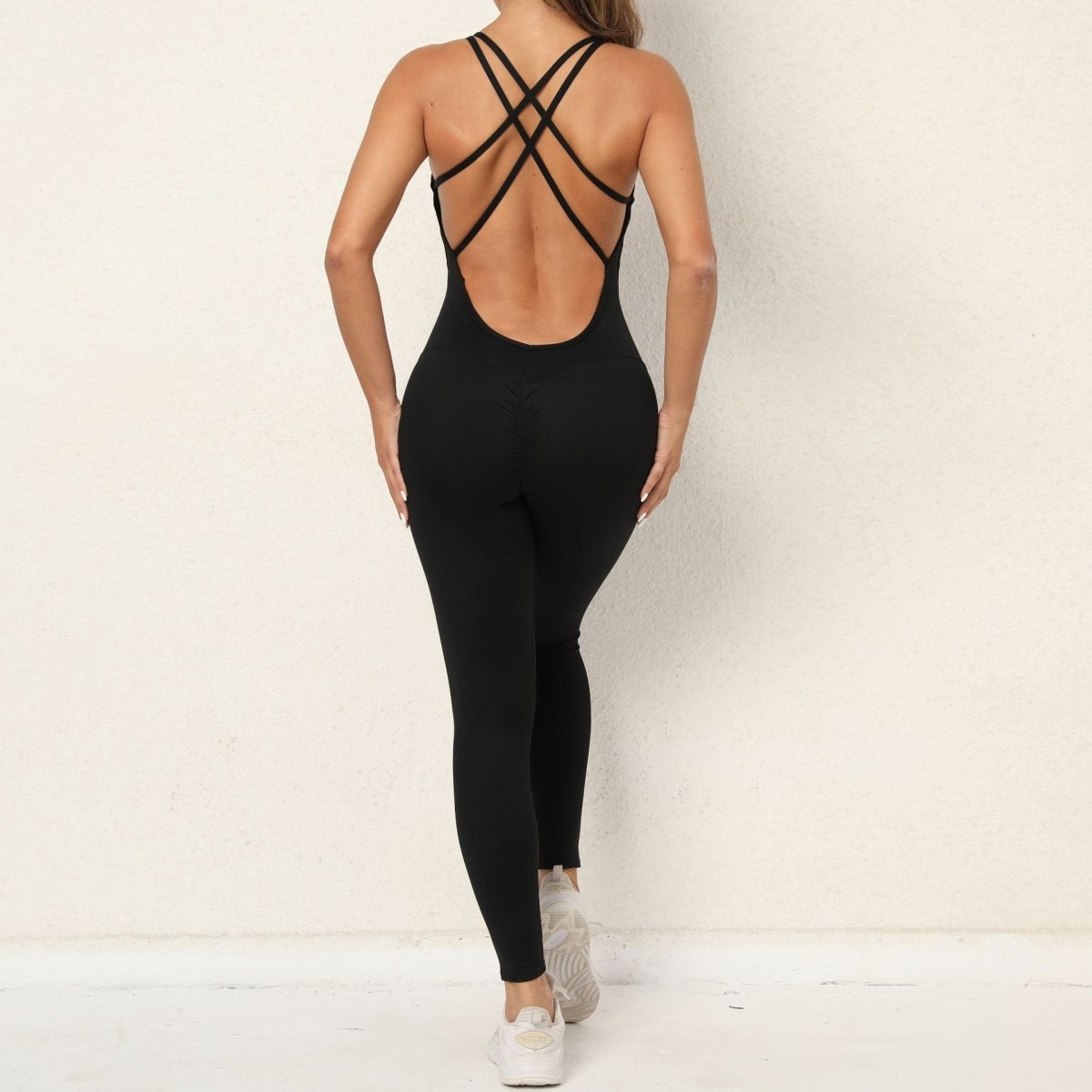 Cross-Strap Yoga Jumpsuit - Quick-Drying, Tight-Fitting Seamless Fitness Leggings for Women