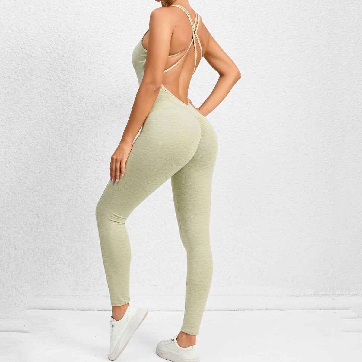 Cross-Strap Yoga Jumpsuit - Quick-Drying, Tight-Fitting Seamless Fitness Leggings for Women