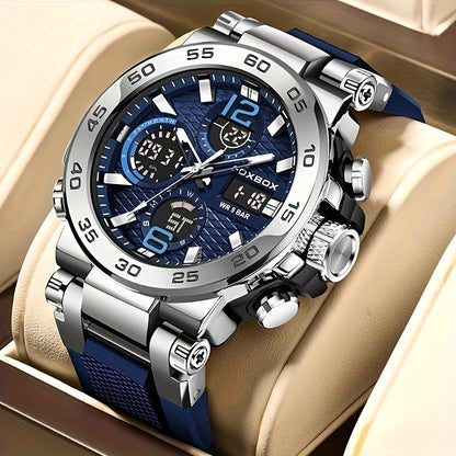 Men's Dual Display Digital Military Quartz Watch Featuring an Alarm Clock, Chronograph, And Multifunctional Luminous Capabilities