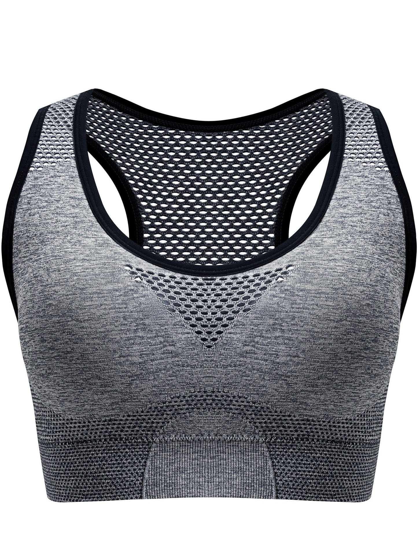 3pcs Plus Size Sports Bras Low Support, Polyamide Blend, Hollow Mesh Design - Casual Wear for Women's Activewear