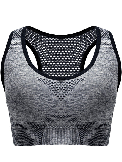 3pcs Plus Size Sports Bras Low Support, Polyamide Blend, Hollow Mesh Design - Casual Wear for Women's Activewear