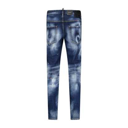 DSquared2 'Skater' Leather Logo Jeans Blue
