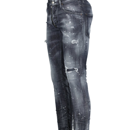 DSquared2 'Skater' Print Logo Slim Fit Jeans Black