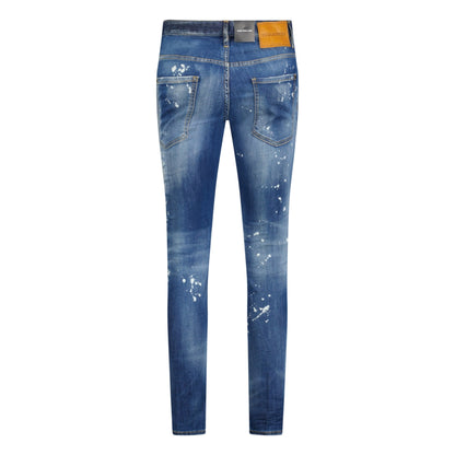 DSquared2 'Super Twinky Jean' Brown Patch Paint Splatter Jeans Blue