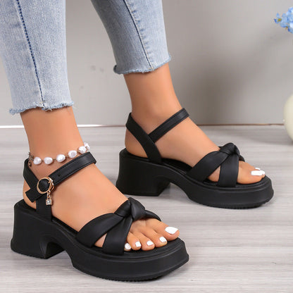 Thick Heel Black With Skirt Thick Bottom High Heel Slippers