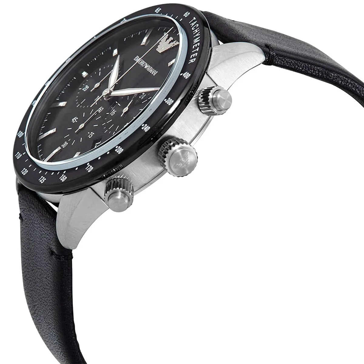 Emporio Armani Men's Watch Black Leather Strap With Black Dial AR11243 Mario
