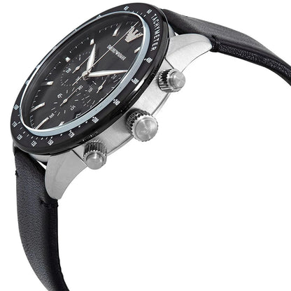 Emporio Armani Men's Watch Black Leather Strap With Black Dial AR11243 Mario