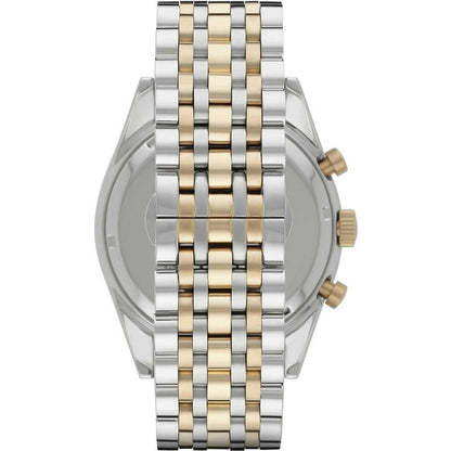 Emporio Armani Men's Watch Stainless Steel Silver & Gold Tone Strap With Navy Blue Dial AR6088 Tazio