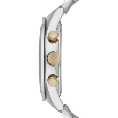 Emporio Armani Men's Watch Stainless Steel Silver & Gold Tone Strap With Navy Blue Dial AR6088 Tazio
