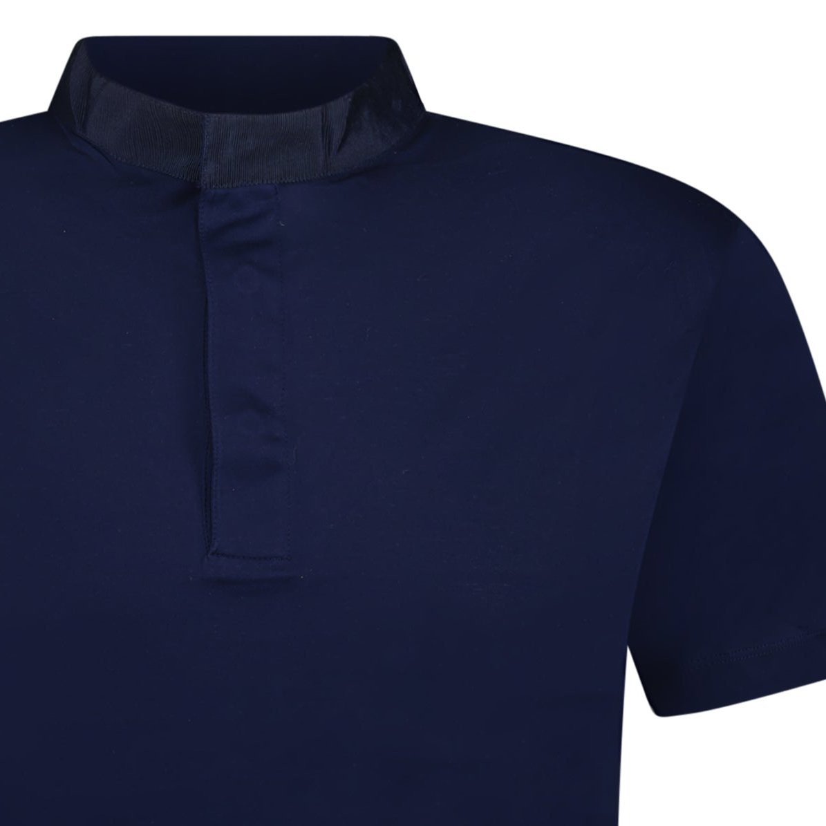 Emporio Armani Eagle Logo Mercerised Button Up T-Shirt Navy