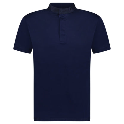 Emporio Armani Eagle Logo Mercerised Button Up T-Shirt Navy