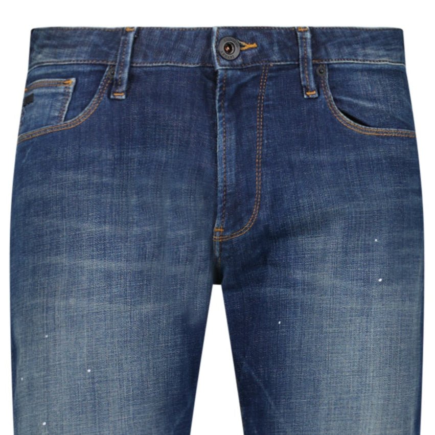 Emporio Armani J06 Slim Fit 5 Pocket Paint Splatter Jeans Blue