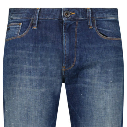 Emporio Armani J06 Slim Fit 5 Pocket Paint Splatter Jeans Blue