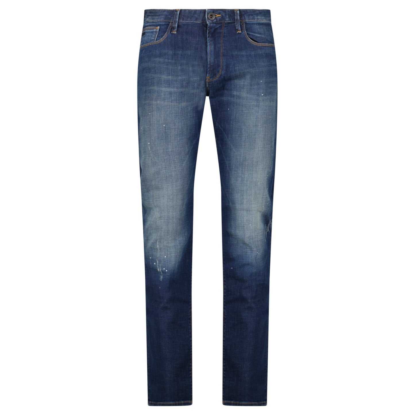 Emporio Armani J06 Slim Fit 5 Pocket Paint Splatter Jeans Blue