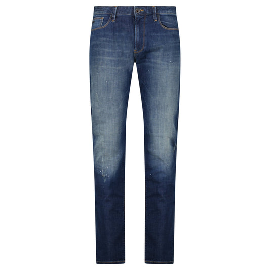 Emporio Armani J06 Slim Fit 5 Pocket Paint Splatter Jeans Blue