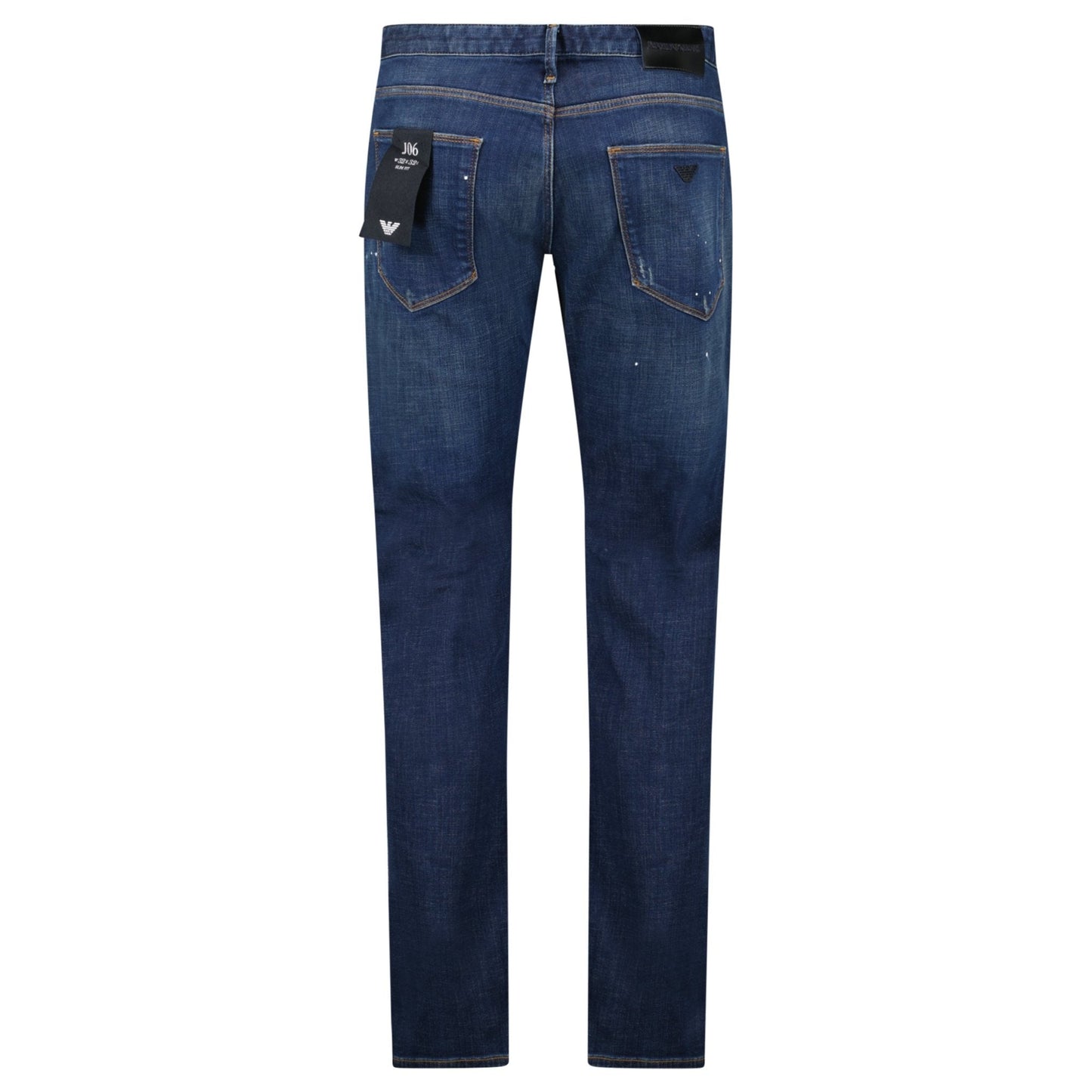 Emporio Armani J06 Slim Fit 5 Pocket Paint Splatter Jeans Blue