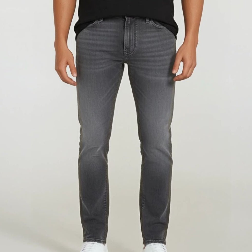 Emporio Armani J06 Slim Fit 5 Pocket Silver Eagle Black Belt Patch Jeans Grey