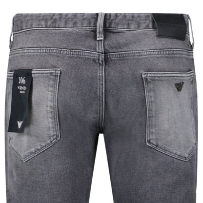 Emporio Armani J06 Slim Fit 5 Pocket Silver Eagle Black Belt Patch Jeans Grey